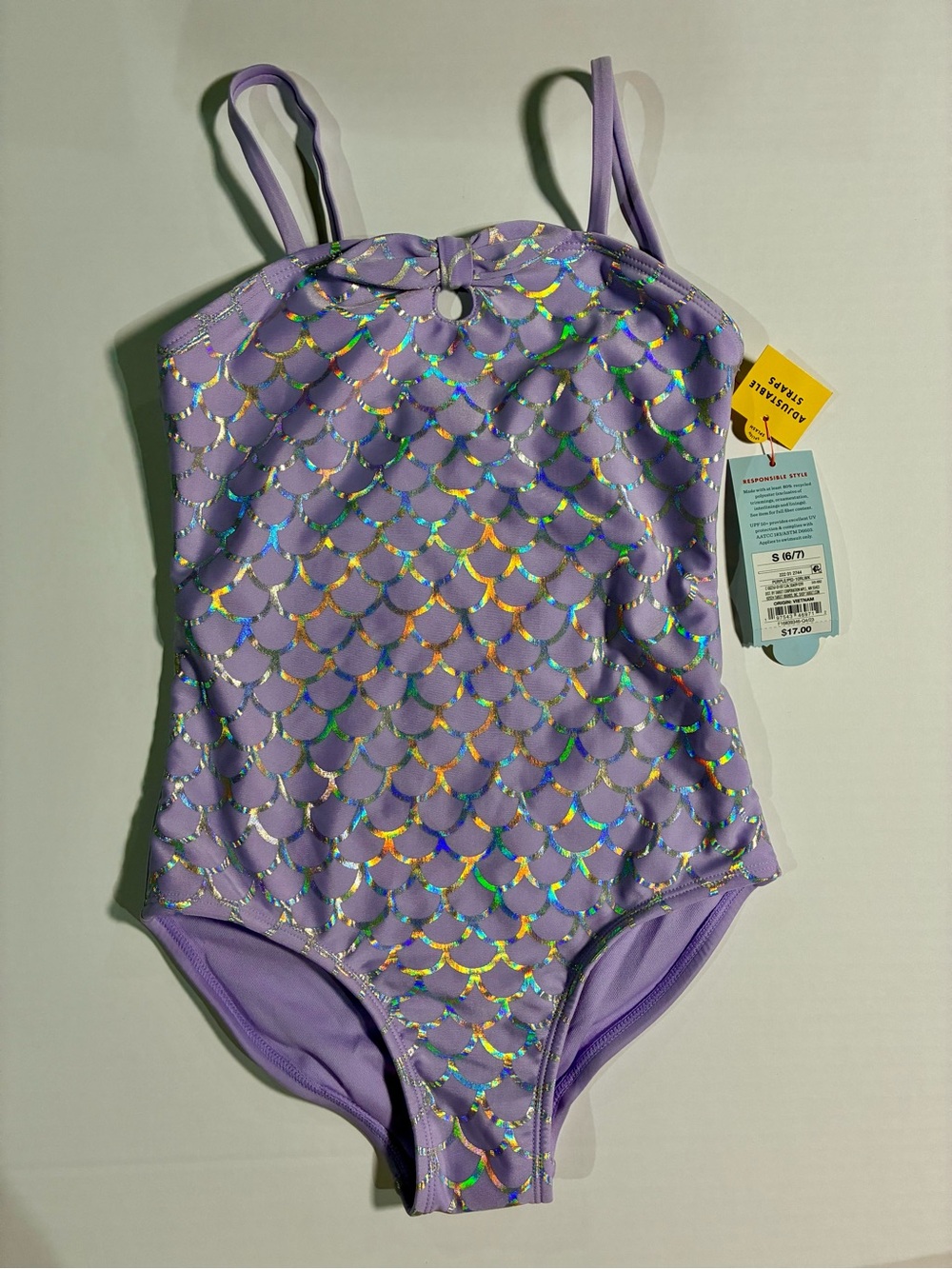 Cat & Jack Lavender Mermaid-Scale One-Piece Swimsuit